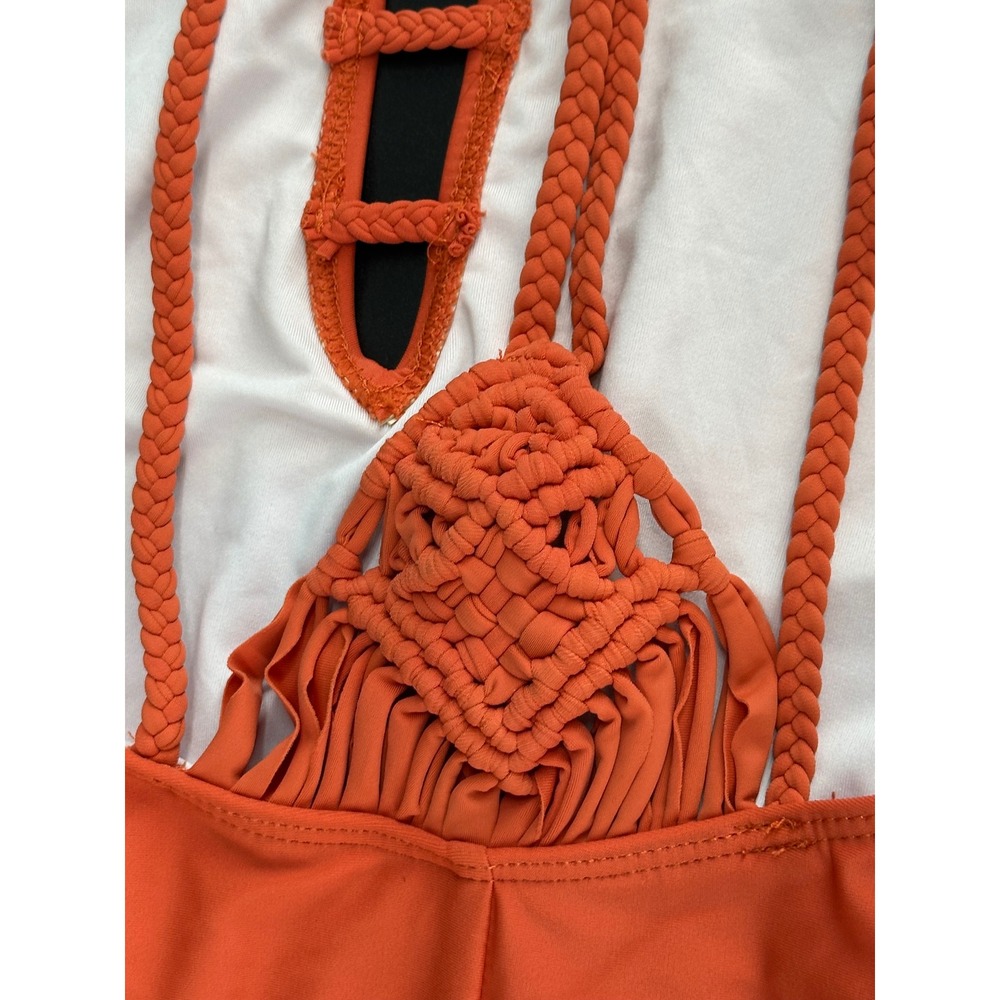 NEW Cupshe Terracotta One-Piece Swimsuit with Crochet‎ Back Detail Sz L - Picture 5 of 5